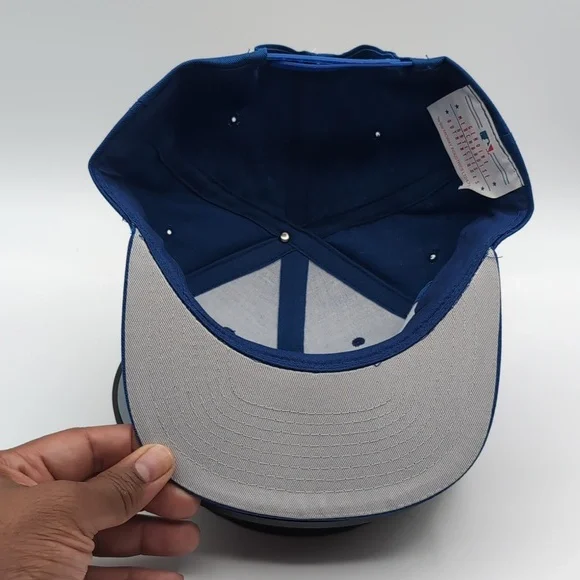 MLB| NWT Vintage Blue Los Angeles Dodgers Sports Cap Snap Back Grey Brim - Picture 7 of 12